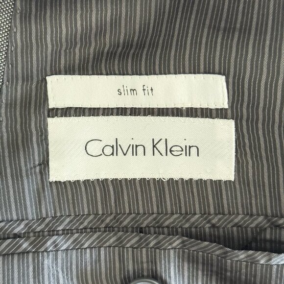 Calvin Klein SLIM Mens Sport Coat 48R Jacket Two Button Gray Wool Solid - Picture 4 of 8